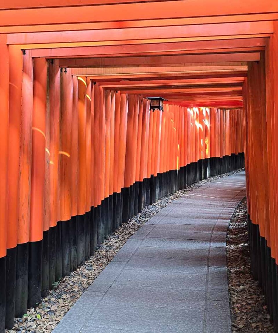 Japon Kyoto templo palos rojos
